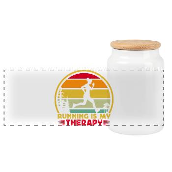 La course est mon cadeau de marathon de thérapie - Boîte à biscuits avec couvercle en bois - blanc - Devant