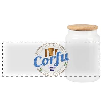 Korfu Ionische Inseln Griechenland Souvenir - Panorama Keksdose mit Holzdeckel - Weiß - Vorne