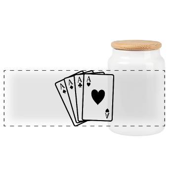 Cartes de poker - Boîte à biscuits avec couvercle en bois - blanc - Devant