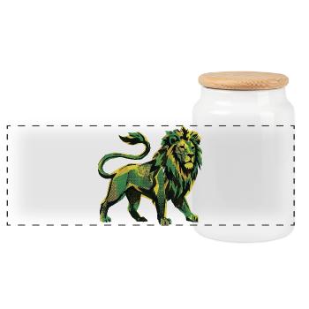 Lion Roots Reggae - Panorama Keksdose mit Holzdeckel - Weiß - Vorne