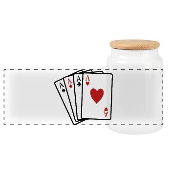Cartes de poker - Boîte à biscuits avec couvercle en bois - blanc - Devant