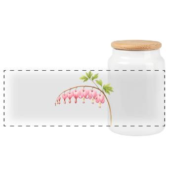 Tränendes Herz Rosa Frühlingsblume  - Panorama Keksdose mit Holzdeckel - Weiß - Vorne