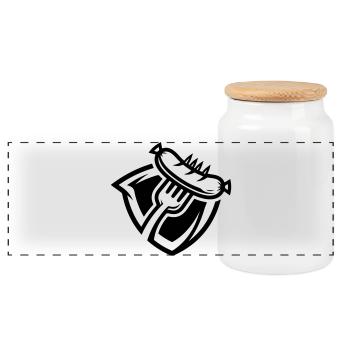Sausage fork - Panoramic Cookie Jar with Wooden Lid - white - Front