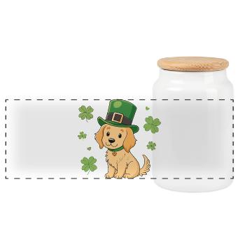 Niedlicher St. Patrick's St. Patrick's Hundehut Grün - Panorama Keksdose mit Holzdeckel - Weiß - Vorne