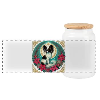 Papillon Halo Weihnachtskreis - Panorama Keksdose mit Holzdeckel - Weiß - Vorne