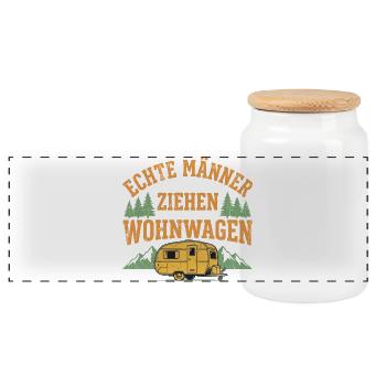 Wohnwagen Humor Shirt für Caravan Fans - Panorama Keksdose mit Holzdeckel - Weiß - Vorne