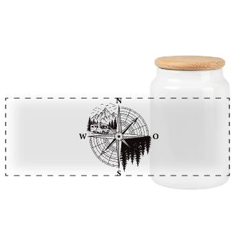 Chemise de camping pour camping-car pour les fans de road trip - Boîte à biscuits avec couvercle en bois - blanc - Devant