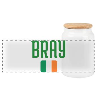 Bray-Irland-Flagge - Panorama Keksdose mit Holzdeckel - Weiß - Vorne