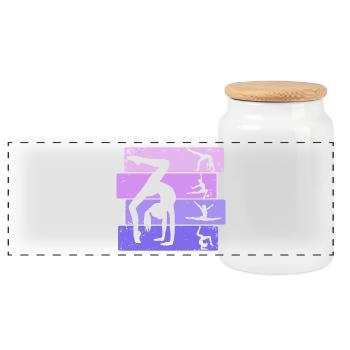 Gymnast Girl Gymnastics Gymnastics Acrobatics - Panoramic Cookie Jar with Wooden Lid - white - Front