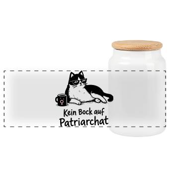 Kein Bock auf Patriarchat Katze Design - Panorama Keksdose mit Holzdeckel - Weiß - Vorne