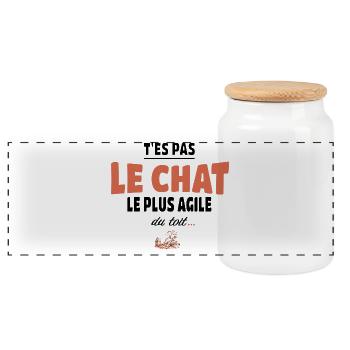 T’es pas le chat le plus agile du toit - Humour - Boîte à biscuits avec couvercle en bois - blanc - Devant