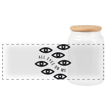 All eyez on me - Panoramic Cookie Jar with Wooden Lid - white - Front