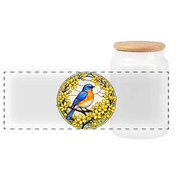 Vogel Liebhaber Shirt Bluebird Blumen Natur - Panorama Keksdose mit Holzdeckel - Weiß - Vorne