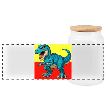 Dinosaurier - Panorama Keksdose mit Holzdeckel - Weiß - Vorne