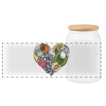 Fruit Heart Collage - Panoramic Cookie Jar with Wooden Lid - white - Front