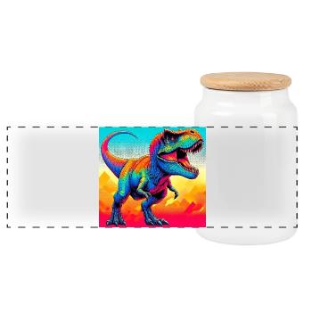 Dinosaurier - Panorama Keksdose mit Holzdeckel - Weiß - Vorne