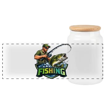 Angler Shirt Bass Fishing Geschenk Männer  - Panorama Keksdose mit Holzdeckel - Weiß - Vorne