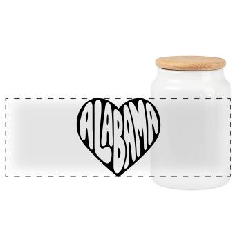 Alabama USA Herz Bubblige Typo - Panorama Keksdose mit Holzdeckel - Weiß - Vorne