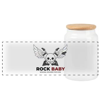 Rock Baby - Panoramic Cookie Jar with Wooden Lid - white - Front