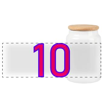 10. 10 YEARS. 10th ANNIVERSARY. 10 YEAR ANNIVERSARY. - Panoramic Cookie Jar with Wooden Lid - white - Front