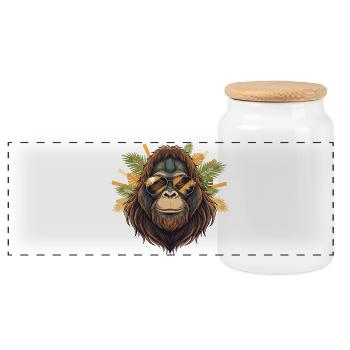 Sunglasses Orangutan Tropical Charm - Panoramic Cookie Jar with Wooden Lid - white - Front