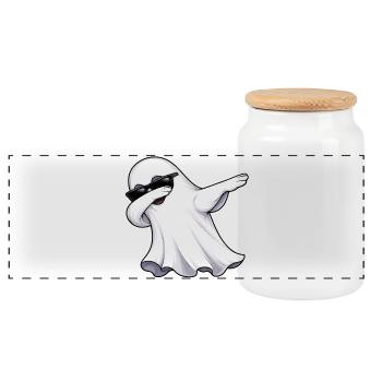 Dab Ghost - Boîte à biscuits avec couvercle en bois - blanc - Devant