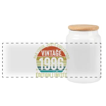 Vintage 1986 Édition Limitée Cadeau Anniversaire - Boîte à biscuits avec couvercle en bois - blanc - Devant