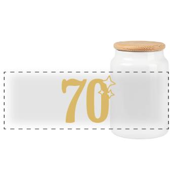 70th Birthday 70th Anniversary Gold Star - Panoramic Cookie Jar with Wooden Lid - white - Front