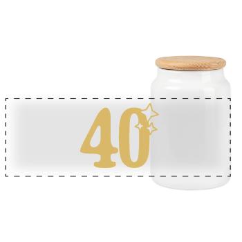40th Birthday 40th Anniversary Gold Star - Panoramic Cookie Jar with Wooden Lid - white - Front