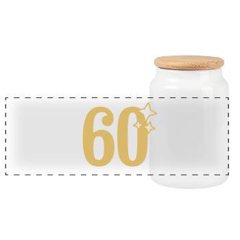 60th Birthday 60th Anniversary Gold Star - Panoramic Cookie Jar with Wooden Lid - white - Front
