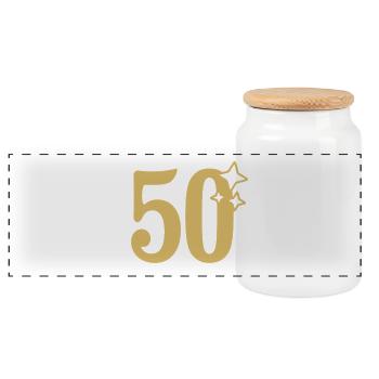 50th Birthday 50th Anniversary Gold Star - Panoramic Cookie Jar with Wooden Lid - white - Front