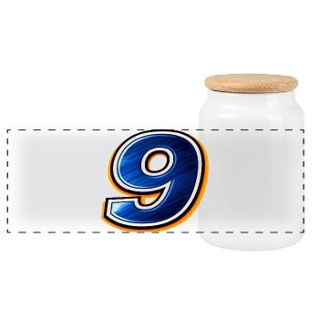 Number 9 Football Jersey Sporty Design - Panoramic Cookie Jar with Wooden Lid - white - Front