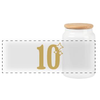 10th Birthday 10 Year Anniversary Gold Star - Panoramic Cookie Jar with Wooden Lid - white - Front