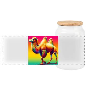 chameau - Boîte à biscuits avec couvercle en bois - blanc - Devant