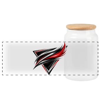 Leotard Design Triangle Red White Sporty Style - Panoramic Cookie Jar with Wooden Lid - white - Front