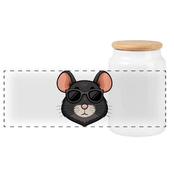 Mouse chic schwarze Brille - Panorama Keksdose mit Holzdeckel - Weiß - Vorne