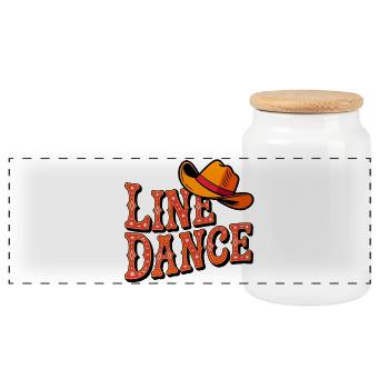 Line Dance Western Cowboy - Panoramic Cookie Jar with Wooden Lid - white - Front