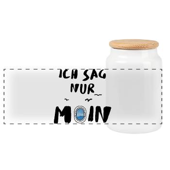  ich sag nur moin  - Panorama Keksdose mit Holzdeckel - Weiß - Vorne