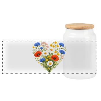 Cœur de fleurs sauvages Décor floral naturel coloré - Boîte à biscuits avec couvercle en bois - blanc - Devant