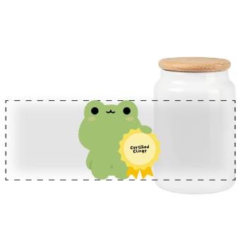 Zertifiziertes Klammerfrosch-Abzeichen - Panorama Keksdose mit Holzdeckel - Weiß - Vorne
