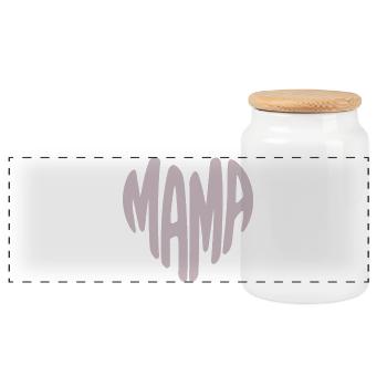 Mom Heart Typography - Panoramic Cookie Jar with Wooden Lid - white - Front