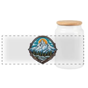 Monts du Crépuscule alpin - Boîte à biscuits avec couvercle en bois - blanc - Devant