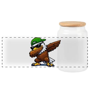 Dabbing Eagle - Panoramic Cookie Jar with Wooden Lid - white - Front