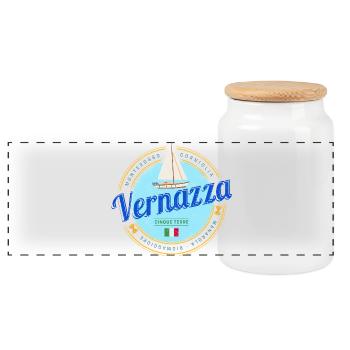 Vernazza Cinque Terre La Spezia Italien Souvenir - Panorama Keksdose mit Holzdeckel - Weiß - Vorne