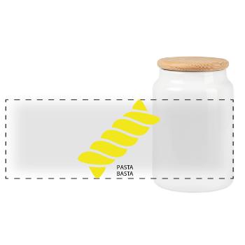 Pasta Basta - Panorama Keksdose mit Holzdeckel - Weiß - Vorne