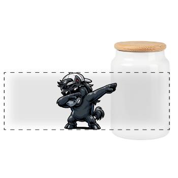 Dabbing Horse - Panoramic Cookie Jar with Wooden Lid - white - Front