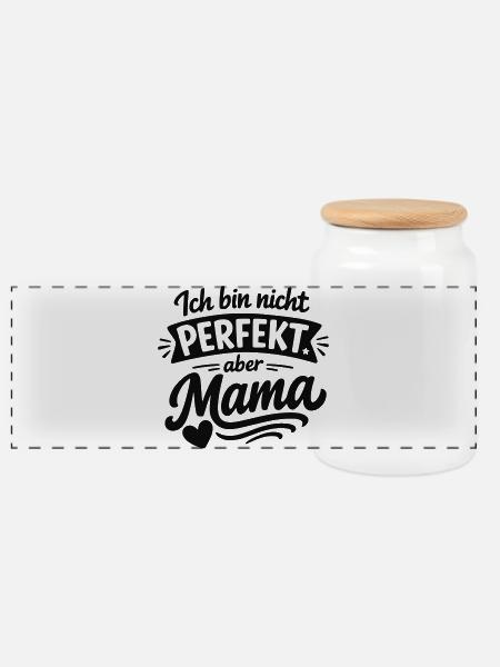 Ich bin nicht perfekt aber Mama – Muttertag - Panorama Keksdose mit Holzdeckel - Weiß