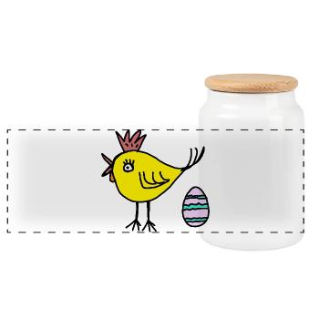 Œufs de poulet poussin de Pâques Enfants - Boîte à biscuits avec couvercle en bois - blanc - Devant