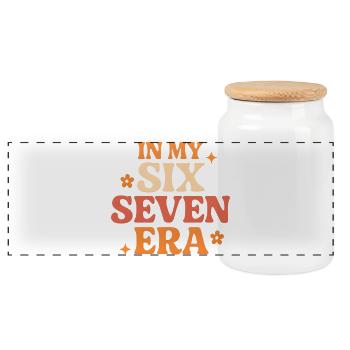 In My Six Seven Era 67 Italian Brainrot Humor Meme - Panoramic Cookie Jar with Wooden Lid - white - Front