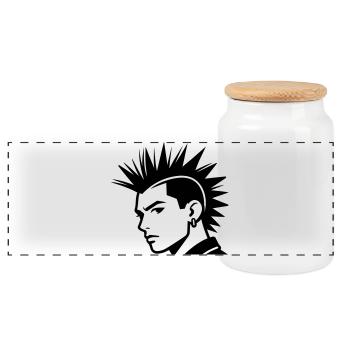 Punk - Panoramic Cookie Jar with Wooden Lid - white - Front